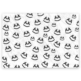 Поздравительная открытка с принтом MARSHMELLO PATTERN в городе Новоалтайск, 100% бумага | плотность бумаги 280 г/м2, матовая, на обратной стороне линовка и место для марки
 | dj | marshmello | usa | америка | клубная музыка | маршмелло | музыка | музыкант