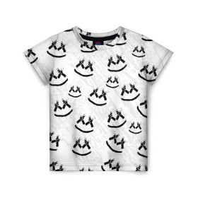 Детская футболка 3D с принтом MARSHMELLO PATTERN в городе Новоалтайск, 100% гипоаллергенный полиэфир | прямой крой, круглый вырез горловины, длина до линии бедер, чуть спущенное плечо, ткань немного тянется | dj | marshmello | usa | америка | клубная музыка | маршмелло | музыка | музыкант