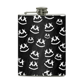 Фляга с принтом MARSHMELLO PATTERN в городе Новоалтайск, металлический корпус | емкость 0,22 л, размер 125 х 94 мм. Виниловая наклейка запечатывается полностью | Тематика изображения на принте: dj | marshmello | usa | америка | клубная музыка | маршмелло | музыка | музыкант
