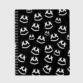 Тетрадь с принтом MARSHMELLO PATTERN в городе Новоалтайск, 100% бумага | 48 листов, плотность листов — 60 г/м2, плотность картонной обложки — 250 г/м2. Листы скреплены сбоку удобной пружинной спиралью. Уголки страниц и обложки скругленные. Цвет линий — светло-серый
 | dj | marshmello | usa | америка | клубная музыка | маршмелло | музыка | музыкант