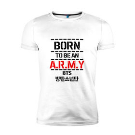 Мужская футболка премиум с принтом BTS ARMY в городе Новоалтайск, 92% хлопок, 8% лайкра | приталенный силуэт, круглый вырез ворота, длина до линии бедра, короткий рукав | bts | bts army | j hope | jimin | jin | jungkook | k pop | rap monster | rapmon | suga | v | бтс | группа | корея