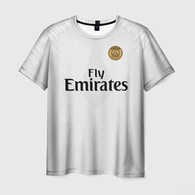 Мужская футболка 3D с принтом Mbappe away 18-19 в городе Новоалтайск, 100% полиэфир | прямой крой, круглый вырез горловины, длина до линии бедер | Тематика изображения на принте: champions | france | gold | kylian | league | mbappe | psg | star | килиан | лига | мбаппе | псж | франция | чемпионов