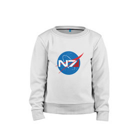 Детский свитшот хлопок с принтом NASA N7 MASS EFFECT в городе Новоалтайск, 100% хлопок | круглый вырез горловины, эластичные манжеты, пояс и воротник | logo | n7 | nasa | space | логотип | масс эффект | н7 | наса