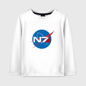 Детский лонгслив хлопок с принтом NASA N7 MASS EFFECT в городе Новоалтайск, 100% хлопок | круглый вырез горловины, полуприлегающий силуэт, длина до линии бедер | logo | n7 | nasa | space | логотип | масс эффект | н7 | наса