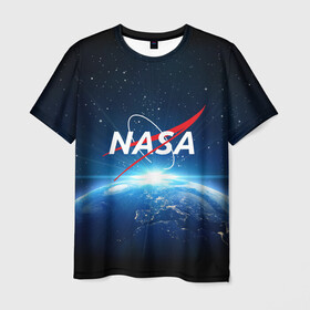 Мужская футболка 3D с принтом NASA в городе Новоалтайск, 100% полиэфир | прямой крой, круглый вырез горловины, длина до линии бедер | galaxy | nasa | planet | star | астрономия | галактика | звезды | космос | надписи | наса | планета