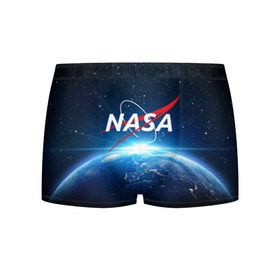 Мужские трусы 3D с принтом NASA в городе Новоалтайск, 50% хлопок, 50% полиэстер | классическая посадка, на поясе мягкая тканевая резинка | galaxy | nasa | planet | star | астрономия | галактика | звезды | космос | надписи | наса | планета
