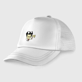 Детская кепка тракер с принтом Dont Starve (2) в городе Новоалтайск, Козырек - 100% хлопок. Кепка - 100% полиэстер, Задняя часть - сетка | универсальный размер, пластиковая застёжка | Тематика изображения на принте: action adventure | dont starve | game | starve