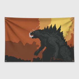 Флаг-баннер с принтом GODZILLA | ГОДЗИЛЛА в городе Новоалтайск, 100% полиэстер | размер 67 х 109 см, плотность ткани — 95 г/м2; по краям флага есть четыре люверса для крепления | comic con | godzilla | gojira | logo | годзилла | знаки | иероглифы | лого | монстр | фильм | чудовище