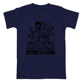 Мужская футболка хлопок с принтом System of a Down в городе Новоалтайск, 100% хлопок | прямой крой, круглый вырез горловины, длина до линии бедер, слегка спущенное плечо. | soad | soil | system of a down | группа | дав | дарон малакян | джон долмаян | метал | ню | оф | рок | серж танкян | систем | соад | сод | соэд | шаво одаджян | э доун