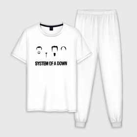 Мужская пижама хлопок с принтом System of a Down в городе Новоалтайск, 100% хлопок | брюки и футболка прямого кроя, без карманов, на брюках мягкая резинка на поясе и по низу штанин
 | soad | soil | system of a down | группа | дав | дарон малакян | джон долмаян | метал | ню | оф | рок | серж танкян | систем | соад | сод | соэд | шаво одаджян | э доун