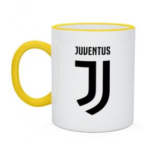 Кружка двухцветная с принтом Juventus в городе Новоалтайск, керамика | объем — 330 мл, диаметр — 80 мм. Цветная ручка и кайма сверху, в некоторых цветах — вся внутренняя часть | Тематика изображения на принте: fozra juve | ювентус