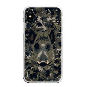 Чехол для iPhone XS Max матовый с принтом Камуфляж с кабаном в городе Новоалтайск, Силикон | Область печати: задняя сторона чехла, без боковых панелей | Тематика изображения на принте: кабан | милитари | свин | хряк
