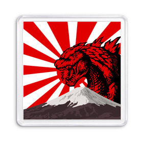 Магнит 55*55 с принтом GODZILLA в городе Новоалтайск, Пластик | Размер: 65*65 мм; Размер печати: 55*55 мм | Тематика изображения на принте: comic con | godzilla | gojira | logo | годзилла | знаки | иероглифы | лого | монстр | фильм | чудовище
