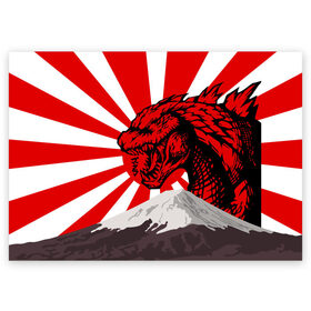 Поздравительная открытка с принтом GODZILLA в городе Новоалтайск, 100% бумага | плотность бумаги 280 г/м2, матовая, на обратной стороне линовка и место для марки
 | comic con | godzilla | gojira | logo | годзилла | знаки | иероглифы | лого | монстр | фильм | чудовище