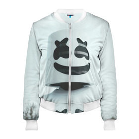 Женский бомбер 3D с принтом MARSHMELLO в городе Новоалтайск, 100% полиэстер | застегивается на молнию, по бокам два кармана без застежек, мягкие манжеты, по низу бомбера и на воротнике — эластичная резинка | dj | marshmello | usa | америка | клубная музыка | маршмелло | музыка | музыкант