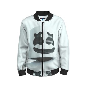 Детский бомбер 3D с принтом MARSHMELLO в городе Новоалтайск, 100% полиэстер | застегивается на молнию, по бокам два кармана без застежек, мягкие манжеты, по низу бомбера и на воротнике — эластичная резинка | dj | marshmello | usa | америка | клубная музыка | маршмелло | музыка | музыкант