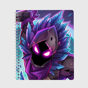 Тетрадь с принтом FORTNITE RAVEN в городе Новоалтайск, 100% бумага | 48 листов, плотность листов — 60 г/м2, плотность картонной обложки — 250 г/м2. Листы скреплены сбоку удобной пружинной спиралью. Уголки страниц и обложки скругленные. Цвет линий — светло-серый
 | 2019 | cybersport | esport | fortnite | game | logo | игра | киберспорт | логотип | симулятор строительства | строительство | фиолетовый | фирменные цвета | фортнайт
