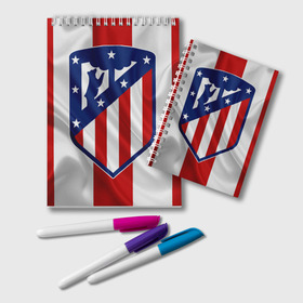 Блокнот с принтом ATLETICO MADRID в городе Новоалтайск, 100% бумага | 48 листов, плотность листов — 60 г/м2, плотность картонной обложки — 250 г/м2. Листы скреплены удобной пружинной спиралью. Цвет линий — светло-серый
 | atletico madrid | fc | football | football club | sport | атлетико мадрид | мадрид | спорт | спортивные | униформа | фирменные цвета | фк | футбол | футбольный клуб