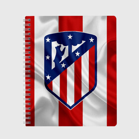 Тетрадь с принтом ATLETICO MADRID в городе Новоалтайск, 100% бумага | 48 листов, плотность листов — 60 г/м2, плотность картонной обложки — 250 г/м2. Листы скреплены сбоку удобной пружинной спиралью. Уголки страниц и обложки скругленные. Цвет линий — светло-серый
 | atletico madrid | fc | football | football club | sport | атлетико мадрид | мадрид | спорт | спортивные | униформа | фирменные цвета | фк | футбол | футбольный клуб