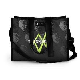 Сумка-шоппер 3D с принтом WATCH DOGS 2 в городе Новоалтайск, 100% полиэстер | застегивается на металлическую кнопку; внутренний карман застегивается на молнию. Стенки укреплены специальным мягким материалом, чтобы защитить содержимое от несильных ударов
 | action | ct os | fox | gamer | hacker | player | watch dogs | watch dogs 2 | знак лиса | хакер