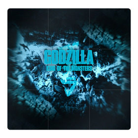 Магнитный плакат 3Х3 с принтом GODZILLA KING OF THE MONSTERS в городе Новоалтайск, Полимерный материал с магнитным слоем | 9 деталей размером 9*9 см | Тематика изображения на принте: comic con | godzilla | gojira | logo | годзилла | знаки | иероглифы | лого | монстр | фильм | чудовище