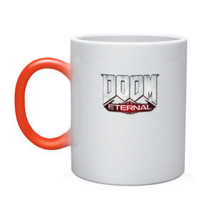 Кружка хамелеон с принтом DOOM Eternal в городе Новоалтайск, керамика | меняет цвет при нагревании, емкость 330 мл | Тематика изображения на принте: doom | doom eternal | дум