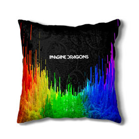 Подушка 3D с принтом IMAGINE DRAGONS в городе Новоалтайск, наволочка – 100% полиэстер, наполнитель – холлофайбер (легкий наполнитель, не вызывает аллергию). | состоит из подушки и наволочки. Наволочка на молнии, легко снимается для стирки | color | imagine dragons | logo | stripes | trend | абстракция | группа | линии | лого | рок | рэп | фирменные цвета