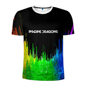 Мужская футболка 3D спортивная с принтом IMAGINE DRAGONS в городе Новоалтайск, 100% полиэстер с улучшенными характеристиками | приталенный силуэт, круглая горловина, широкие плечи, сужается к линии бедра | color | imagine dragons | logo | stripes | trend | абстракция | группа | линии | лого | рок | рэп | фирменные цвета