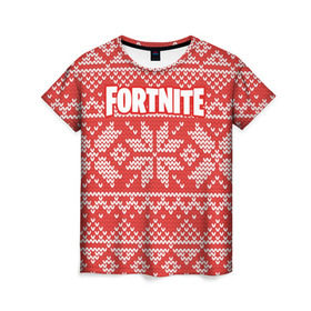 Женская футболка 3D с принтом Новогодний Fortnite в городе Новоалтайск, 100% полиэфир ( синтетическое хлопкоподобное полотно) | прямой крой, круглый вырез горловины, длина до линии бедер | fortnite | save | the | world | борьба | выживани | зомби | монстры | симулятора | фортнайт
