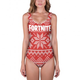 Купальник-боди 3D с принтом Новогодний Fortnite в городе Новоалтайск, 82% полиэстер, 18% эластан | Круглая горловина, круглый вырез на спине | fortnite | save | the | world | борьба | выживани | зомби | монстры | симулятора | фортнайт