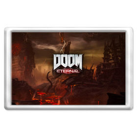 Магнит 45*70 с принтом DOOM Eternal в городе Новоалтайск, Пластик | Размер: 78*52 мм; Размер печати: 70*45 | Тематика изображения на принте: doom | doomguy | slayer | вечный | дум | думгай | палач рока