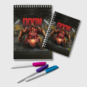 Блокнот с принтом DOOM Pinky в городе Новоалтайск, 100% бумага | 48 листов, плотность листов — 60 г/м2, плотность картонной обложки — 250 г/м2. Листы скреплены удобной пружинной спиралью. Цвет линий — светло-серый
 | 