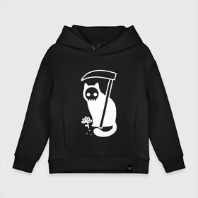 Детское худи Oversize хлопок с принтом CAT GOT YOUR SOUL в городе Новоалтайск, френч-терри — 70% хлопок, 30% полиэстер. Мягкий теплый начес внутри —100% хлопок | боковые карманы, эластичные манжеты и нижняя кромка, капюшон на магнитной кнопке | 666 | animal | cat | dark souls | dead | death | diablo | die | kitty | metal | pets | rip | rock | домашние животные | дьявол | животные | кот | котики | кошки | нож | оружие | пафосные | питомец | рок | темные души | яд