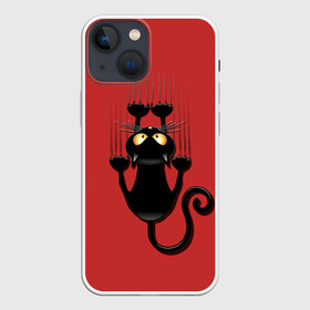 Чехол для iPhone 13 mini с принтом Черный Кот в городе Новоалтайск,  |  | black | cat | cats | кот | котенок | коты | кошка | кошки | красный | черная