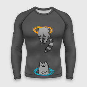 Мужской рашгард 3D с принтом Кот в Портале в городе Новоалтайск,  |  | cat | cats | game | games | portal | tail | valve | в портале | вэльв | игра | игры | кот | коты | кошка | кошки | портал | хвост