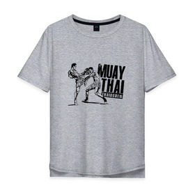 Мужская футболка хлопок Oversize с принтом Muay Thai. Тайский бокс в городе Новоалтайск, 100% хлопок | свободный крой, круглый ворот, “спинка” длиннее передней части | boxing | champion | fight | fist | kick | muay | ring | sport | thai | thailand | бой | бокс | кулак | муай | ринг | спорт | таиланд | тай | тайский | удар | чемпион