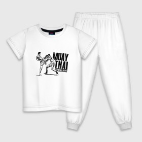 Детская пижама хлопок с принтом Muay Thai. Тайский бокс в городе Новоалтайск, 100% хлопок |  брюки и футболка прямого кроя, без карманов, на брюках мягкая резинка на поясе и по низу штанин
 | boxing | champion | fight | fist | kick | muay | ring | sport | thai | thailand | бой | бокс | кулак | муай | ринг | спорт | таиланд | тай | тайский | удар | чемпион