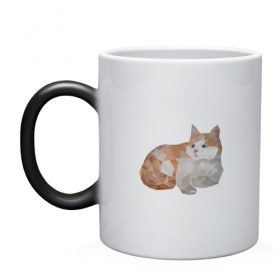 Кружка хамелеон с принтом Полигональный кот в городе Новоалтайск, керамика | меняет цвет при нагревании, емкость 330 мл | Тематика изображения на принте: 