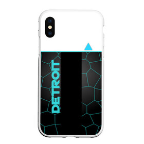 Чехол для iPhone XS Max матовый с принтом DETROIT в городе Новоалтайск, Силикон | Область печати: задняя сторона чехла, без боковых панелей | Тематика изображения на принте: 3d | detroit | абстракция | белый | город | игра | лого | логотип | надпись | полосы | треугольник | фигура | черный