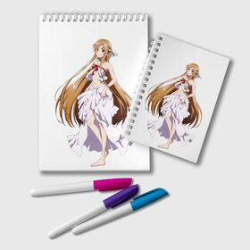 Блокнот с принтом Sword Art Online в городе Новоалтайск, 100% бумага | 48 листов, плотность листов — 60 г/м2, плотность картонной обложки — 250 г/м2. Листы скреплены удобной пружинной спиралью. Цвет линий — светло-серый
 | асуна | кирито | сао