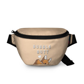 Поясная сумка 3D с принтом Bubble butt в городе Новоалтайск, 100% полиэстер | плотная ткань, ремень с регулируемой длиной, внутри несколько карманов для мелочей, основное отделение и карман с обратной стороны сумки застегиваются на молнию | корги