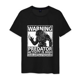 Мужская футболка хлопок с принтом PREDATOR в городе Новоалтайск, 100% хлопок | прямой крой, круглый вырез горловины, длина до линии бедер, слегка спущенное плечо. | Тематика изображения на принте: 90 е | alien | predator | алфи аллен | кино | оливия манн | пришельцы | фильмы | хищник | чужой | шейн блэк