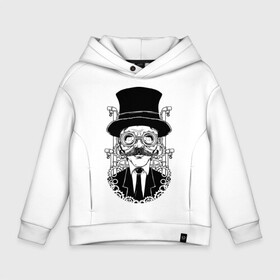 Детское худи Oversize хлопок с принтом Steampunk Man в городе Новоалтайск, френч-терри — 70% хлопок, 30% полиэстер. Мягкий теплый начес внутри —100% хлопок | боковые карманы, эластичные манжеты и нижняя кромка, капюшон на магнитной кнопке | man | steampunk | мужчина | очки | стимпанк | шляпа