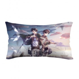 Подушка 3D антистресс с принтом Levi and Eren в городе Новоалтайск, наволочка — 100% полиэстер, наполнитель — вспененный полистирол | состоит из подушки и наволочки на молнии | anime | attack on titan | аниме | атака титанов