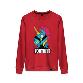 Женский свитшот хлопок с принтом Fortnite в городе Новоалтайск, 100% хлопок | прямой крой, круглый вырез, на манжетах и по низу широкая трикотажная резинка  | fn | fortnite | боец | бургер | гамбургер | единорог | игра | лошадь | на коне | радужный единорог | фн | форт | форт найт | фортнайт