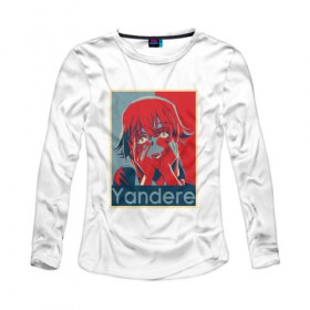 Женский лонгслив хлопок с принтом YANDERE в городе Новоалтайск, 100% хлопок |  | ahegao | anime | kawai | kowai | otaku | senpai | sugoi | waifu | weeaboo | yandere | аниме | ахегао | вайфу | виабу | каваи | ковай | культура | отаку | сенпай | сугои | тренд | яндере
