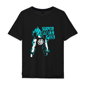 Мужская футболка хлопок Oversize с принтом SUPER SAIYAN GOD в городе Новоалтайск, 100% хлопок | свободный крой, круглый ворот, “спинка” длиннее передней части | anime | goku | sugoi | super dragon ball | аниме | гоку