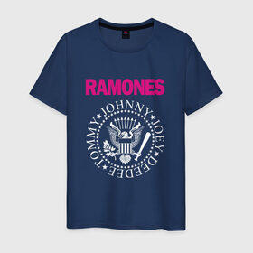 Мужская футболка хлопок с принтом ramones в городе Новоалтайск, 100% хлопок | прямой крой, круглый вырез горловины, длина до линии бедер, слегка спущенное плечо. | misfits | punk | ramones | панк | рок