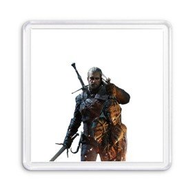 Магнит 55*55 с принтом The Witcher в городе Новоалтайск, Пластик | Размер: 65*65 мм; Размер печати: 55*55 мм | witcher | ведьмак | геральт