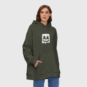 Худи SuperOversize хлопок с принтом MARSHMELLO в городе Новоалтайск, 70% хлопок, 30% полиэстер, мягкий начес внутри | карман-кенгуру, эластичная резинка на манжетах и по нижней кромке, двухслойный капюшон
 | dj | marshmello | usa | америка | клубная музыка | маршмелло | музыка | музыкант